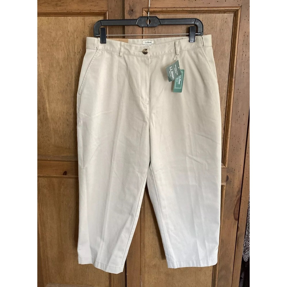 L. L. Bean 14P  Khaki Pants Chino Original Fit Adjustable Waist NWT 100% Cotton